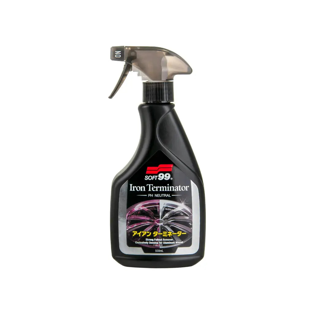 Descontaminador de Llantas Iron Terminator Soft99 de 500ml, removedor de hierro pH neutro.